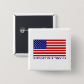 Badge Carré 5 Cm Bouton Support Our Troops (Devant & derrière)