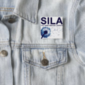 Badge Carré 5 Cm Bouton Support SILA (En situation)