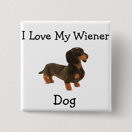 Badge Carré 5 Cm Bouton T-shirt Chien Dachshund Weiner (Devant)