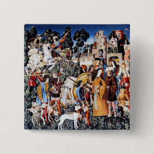 Badge Carré 5 Cm Bouton Tapisserie Unicorne #6