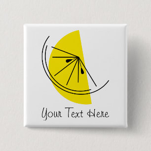 Badge Carré 5 Cm Bouton Texte Citrus Lemon