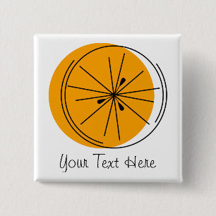 Badge Carré 5 Cm Bouton Texte orange Citrus