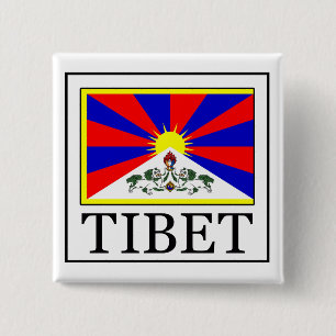 Badge Carré 5 Cm Bouton Tibet