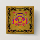 Badge Carré 5 Cm Bouton Tiger (Devant)