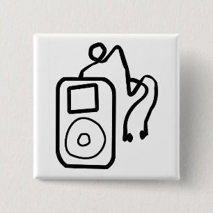 Badge Carré 5 Cm Bouton tiré d'iPod