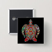 Badge Carré 5 Cm bouton tortue de mer (Devant & derrière)