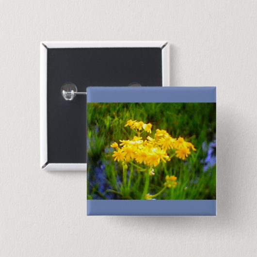 Badge Carré 5 Cm Bouton tournesol (Devant & derrière)