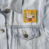Badge Carré 5 Cm Bouton Trio Gnomes de Thanksgiving (En situation)