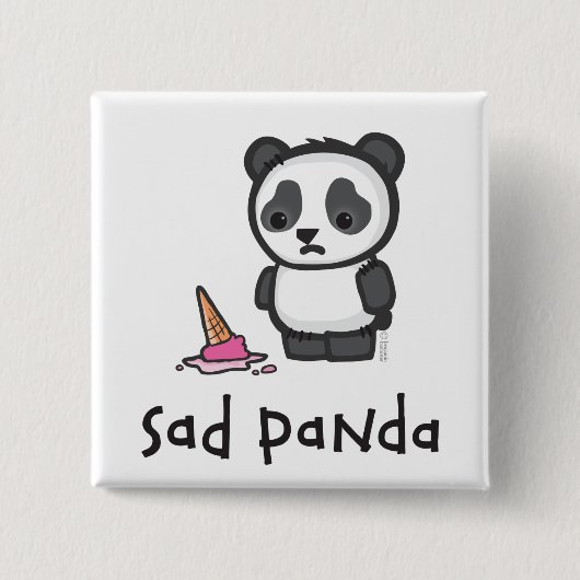 Badge Carré 5 Cm Bouton triste de panda (Devant)