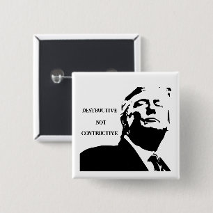 Badge Carré 5 Cm Bouton Trump/Destructeur Pas Constructif