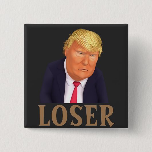Badge Carré 5 Cm Bouton Trump LOSER (Devant)