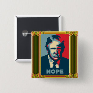 Badge Carré 5 Cm Bouton Trump Nope