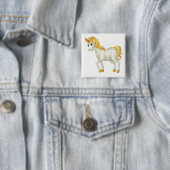 Badge Carré 5 Cm Bouton Unicorne (En situation)