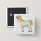 Badge Carré 5 Cm Bouton Unicorne (Devant & derrière)