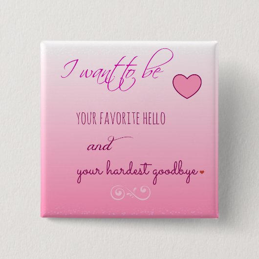 Badge Carré 5 Cm Bouton Valentine "Favorites Hello" (Devant)