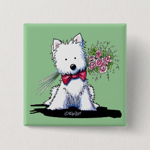 Badge Carré 5 Cm Bouton Valentine Prince Westie Pin