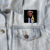 Badge Carré 5 Cm Bouton vendeur d'huile de serpent (En situation)