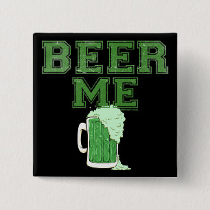 Badge Carré 5 Cm Bouton vert Beer Me 2