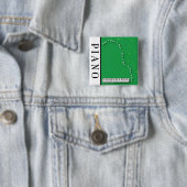 Badge Carré 5 Cm Bouton vert de piano à queue (En situation)