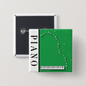 Badge Carré 5 Cm Bouton vert de piano à queue (Devant & derrière)