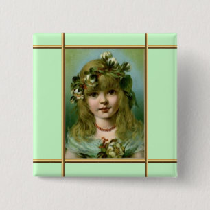 Badge Carré 5 Cm Bouton victorien d'ange