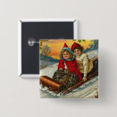 Badge Carré 5 Cm Bouton victorien de Noël (Devant & derrière)