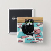Badge Carré 5 Cm Bouton vilain de chat (Devant & derrière)