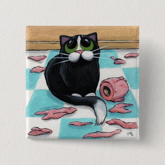 Badge Carré 5 Cm Bouton vilain de chat (Devant)