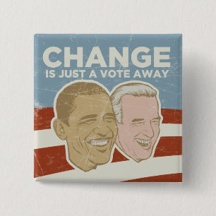 Badge Carré 5 Cm Bouton vintage de campagne d'Obama