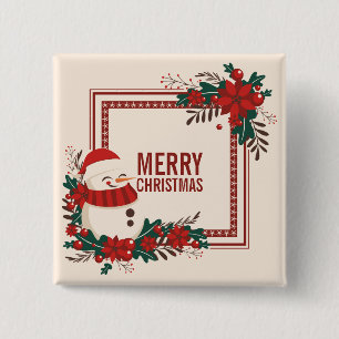 Badge Carré 5 Cm Bouton vintage de Pin des vacances   de Noël de