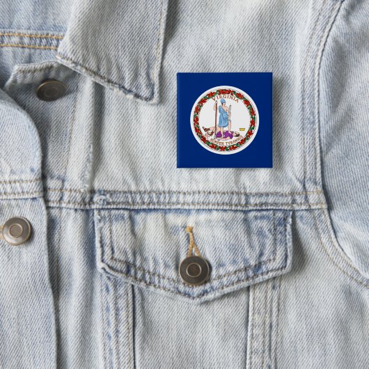 Badge Carré 5 Cm Bouton Virginia (En situation)