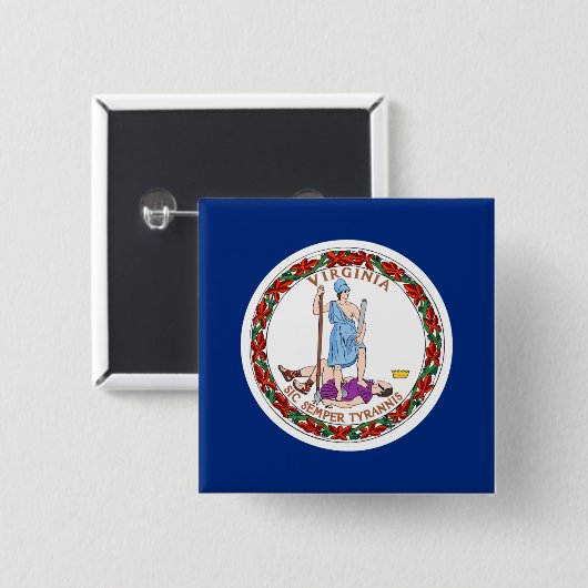 Badge Carré 5 Cm Bouton Virginia (Devant & derrière)