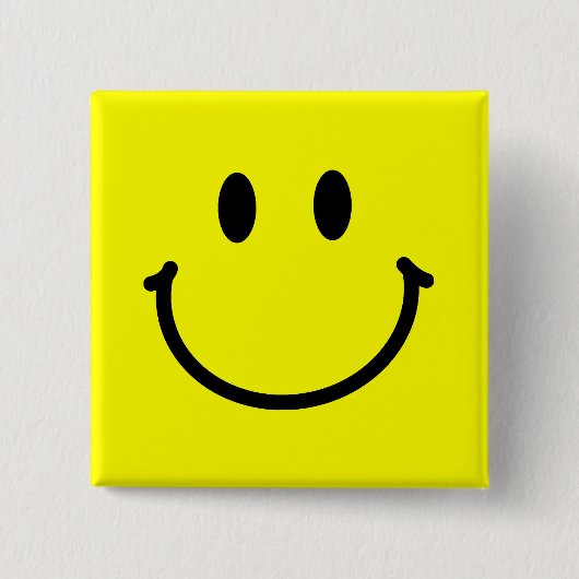 Badge Carré 5 Cm Bouton Visage Heureux (Devant)