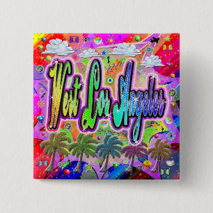 Badge Carré 5 Cm Bouton Vista Express de l'Ouest de Los Angeles