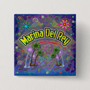 Badge Carré 5 Cm Bouton Voyage Marina Del Ray Noble
