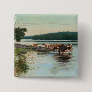 Badge Carré 5 Cm Bouton Vue lac de Keinänen