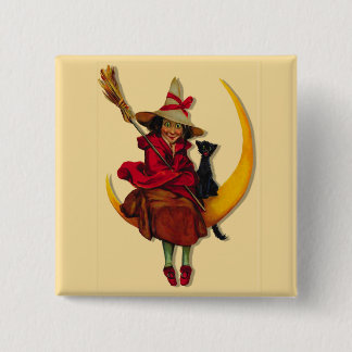 Badge Carré 5 Cm Bouton Witchy Woman