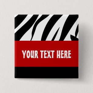 Badge Carré 5 Cm Bouton Zebra, personnalisable