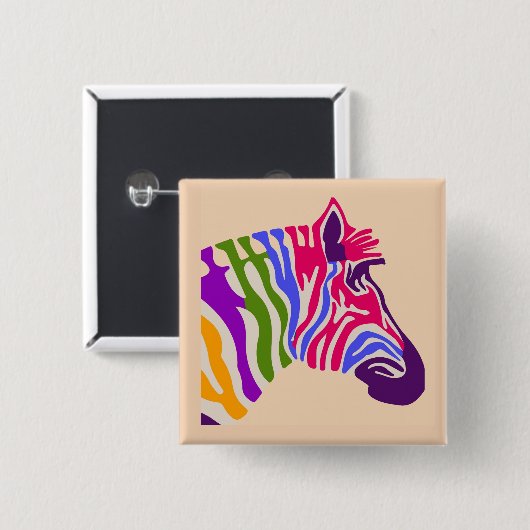 Badge Carré 5 Cm Bouton Zèbre (Devant & derrière)