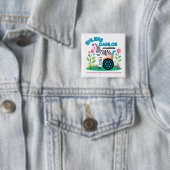 Badge Carré 5 Cm Bouton Zèbre de sensibilisation EDS (En situation)