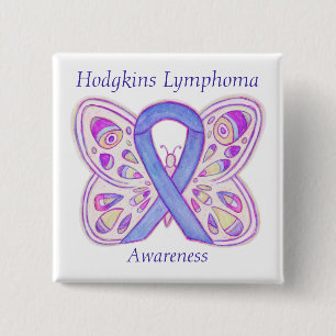 Badge Carré 5 Cm Boutons à ruban violet Hodgkins Lymphoma