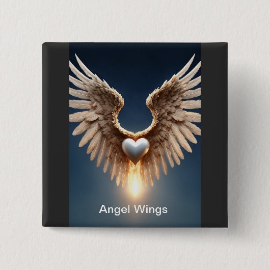 Badge Carré 5 Cm Boutons Angel Wings (Devant)