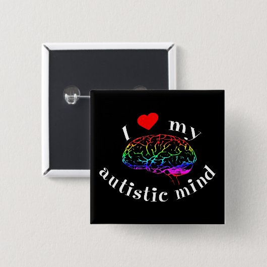 Badge Carré 5 Cm Boutons autistes d'esprit (Devant & derrière)