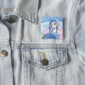 Badge Carré 5 Cm Boutons★canettes (En situation)