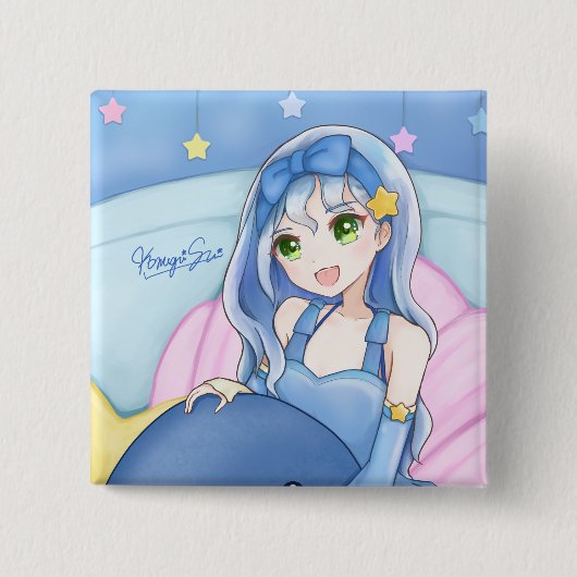 Badge Carré 5 Cm Boutons★canettes (Devant)