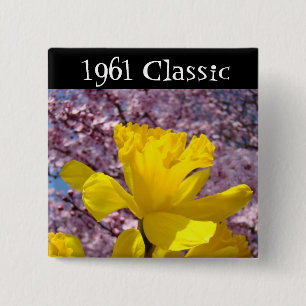 Badge Carré 5 Cm Boutons Classiques 1961 par année de naissance Ann