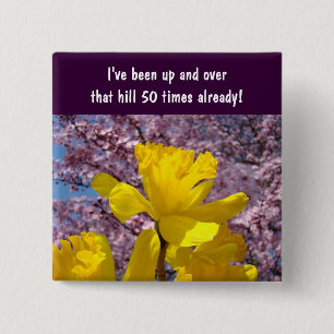 Badge Carré 5 Cm Boutons d'anniversaire Over the Hill Fleurs de Nar