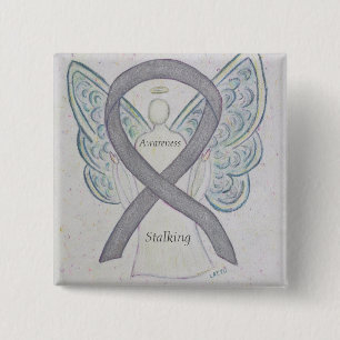 Badge Carré 5 Cm Boutons d'art de l'angle argenté de ruban