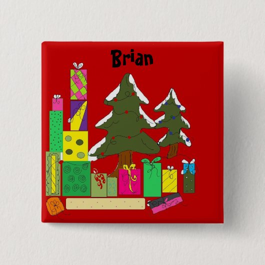 Badge Carré 5 Cm Boutons de balise de nom (Devant)