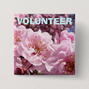 Badge Carré 5 Cm Boutons de BÉNÉVOLE Printemps Fleurs